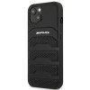 Mercedes-AMG AMHCP14MGSEBK Apple iPhone 14 Plus / 15 Plus kietasis dėklas, Leather Debossed Lines, juodas