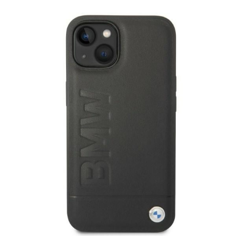 BMW BMHMP14SSLLBK Apple iPhone 14 kietasis dėklas, Signature Logo Imprint MagSafe, juodas