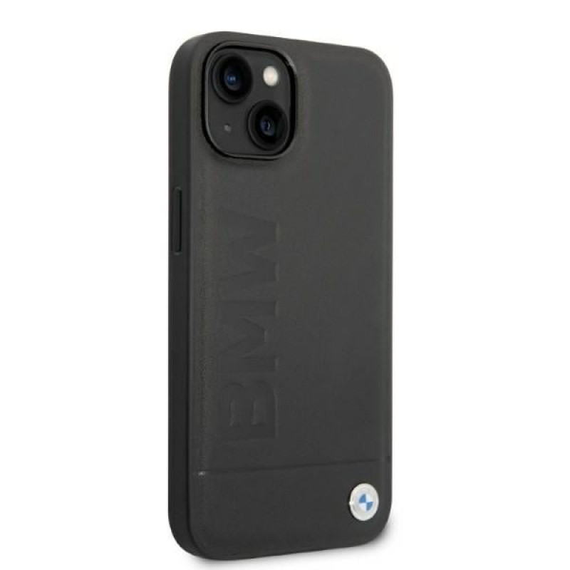BMW BMHMP14SSLLBK Apple iPhone 14 kietasis dėklas, Signature Logo Imprint MagSafe, juodas