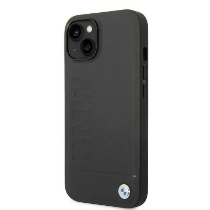 BMW BMHMP14MSLLBK Apple iPhone 14 Plus / 15 Plus kietasis dėklas, Signature Logo Imprint MagSafe, juodas