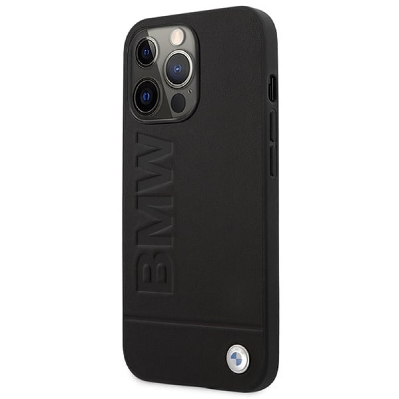 BMW BMHMP14LSLLBK Apple iPhone 14 Pro kietasis dėklas, Signature Logo Imprint MagSafe, juodas