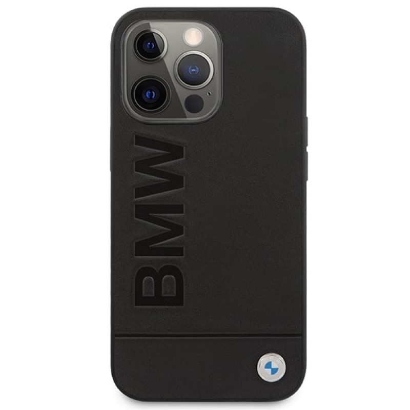 BMW BMHMP14LSLLBK Apple iPhone 14 Pro kietasis dėklas, Signature Logo Imprint MagSafe, juodas