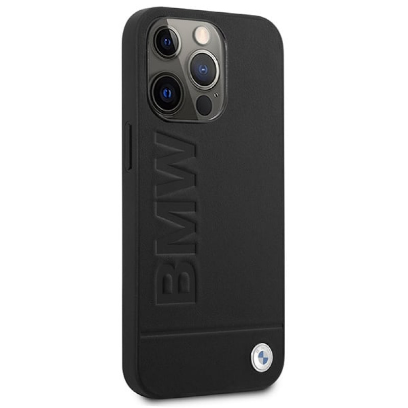 BMW BMHMP14XSLLBK Apple iPhone 14 Pro Max kietasis dėklas, Signature Logo Imprint MagSafe, juodas