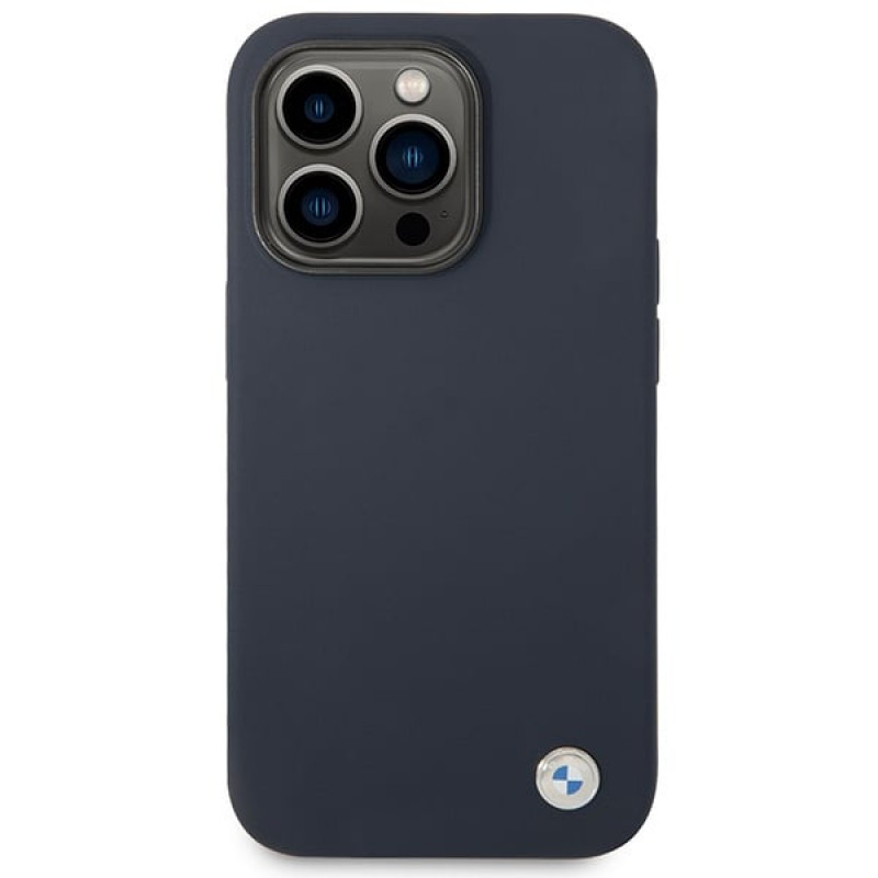 BMW BMHMP14XSILNA Apple iPhone 14 Pro Max dėklas, Silicone Metal Logo MagSafe, navy