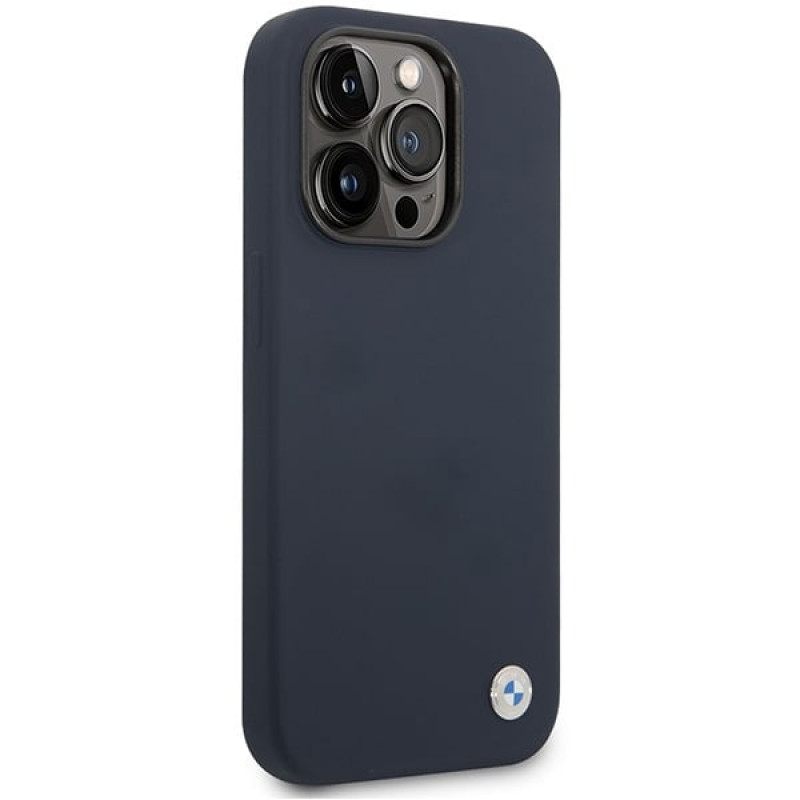 BMW BMHMP14XSILNA Apple iPhone 14 Pro Max dėklas, Silicone Metal Logo MagSafe, navy