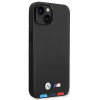 BMW BMHMP14S22PTDK Apple iPhone 14 dėklas, Leather Stamp Tricolor MagSafe, juodas