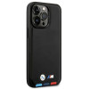 BMW BMHMP14X22PTDK Apple iPhone 14 Pro Max dėklas, Leather Stamp Tricolor MagSafe, juodas