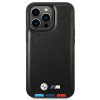 BMW BMHMP14L22PTDK Apple iPhone 14 Pro dėklas, Leather Stamp Tricolor MagSafe, juodas