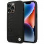 BMW BMHCP14LSLLBK Apple iPhone 14 Pro dėklas, Leather Stamp, juodas