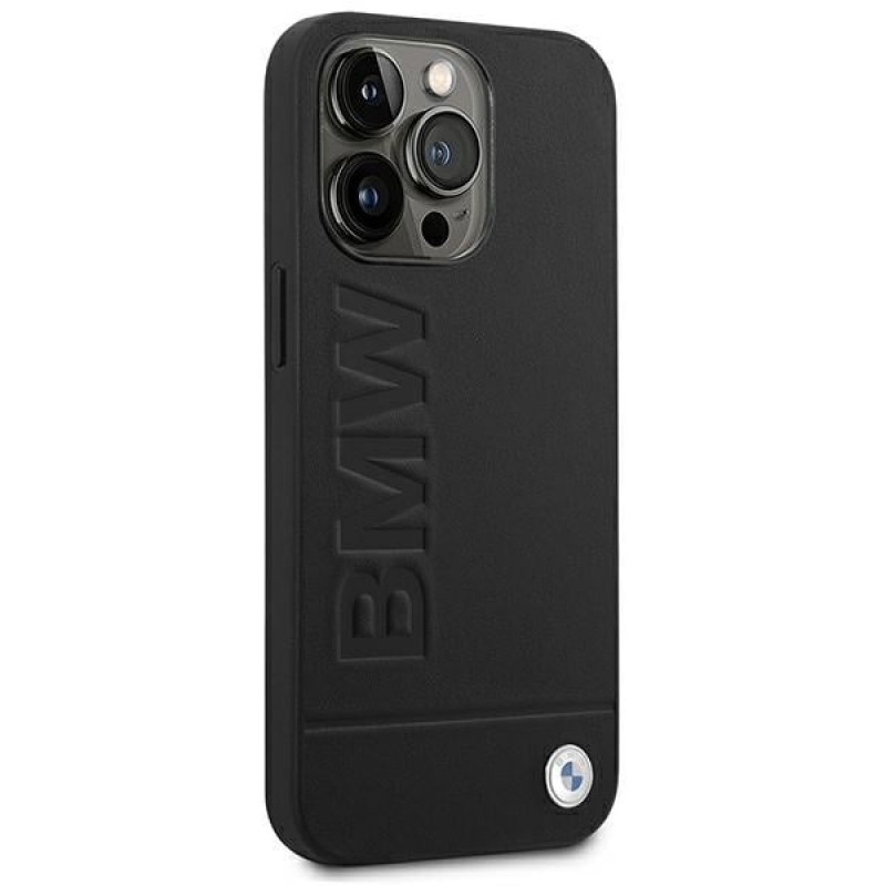 Apple iPhone 14 Pro Max dėklas BMW BMHCP14XSLLBK, Leather Stamp, juodas