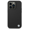 BMW BMHCP14XSILBK silikoninis kietasis dėklas su metaliniu logotipu, skirtas Apple iPhone 14 Pro Max 6.7", juodas