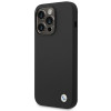 BMW BMHCP14LSILBK Apple iPhone 14 Pro dėklas, Silicone Metal Logo, juodas