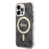 Guess GUBPP13LH4EACSK dėklas + belaidžio įkroviklio rinkinys, skirtas Apple iPhone 13 Pro, juodas kietas dėklas 4G Print MagSafe