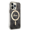Guess GUBPP13LH4EACSK dėklas + belaidžio įkroviklio rinkinys, skirtas Apple iPhone 13 Pro, juodas kietas dėklas 4G Print MagSafe