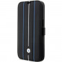 BMW BMBKP14L22RVSK Leather Stamp Blue Lines knygelės tipo dėklas, skirtas Apple iPhone 14 Pro 6.1", juodas
