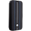 BMW BMBKP14L22RVSK Leather Stamp Blue Lines knygelės tipo dėklas, skirtas Apple iPhone 14 Pro 6.1", juodas