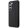 Mercedes-AMG AMHCS23SBLSCA Carbon Stripe & Embossed kietasis dėklas, skirtas Samsung Galaxy S23 (S911), juodas
