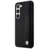 BMW BMHCS23M22RDPK Leather Textured & Stripe kietasis dėklas, skirtas Samsung Galaxy S23+ (S916), juodas