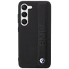 BMW BMHCS23M22RDPK Leather Textured & Stripe kietasis dėklas, skirtas Samsung Galaxy S23+ (S916), juodas
