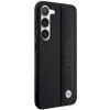 BMW BMHCS23M22RDPK Leather Textured & Stripe kietasis dėklas, skirtas Samsung Galaxy S23+ (S916), juodas