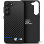 BMW BMHCS23M22NBCK Leather Carbon kietasis dėklas, skirtas Samsung Galaxy S23+ (S916), juodas