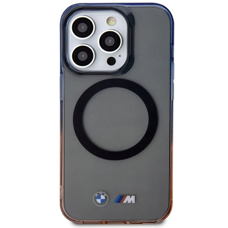 BMW BMHMP14XHTGE Gradient Bumper kietasis dėklas, skirtas Apple iPhone 14 Pro Max, pilkas, MagSafe