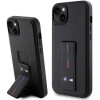 BMW Grip Stand Hot Stamp dėklas, skirtas Apple iPhone 14 / 15 / 13, juodas