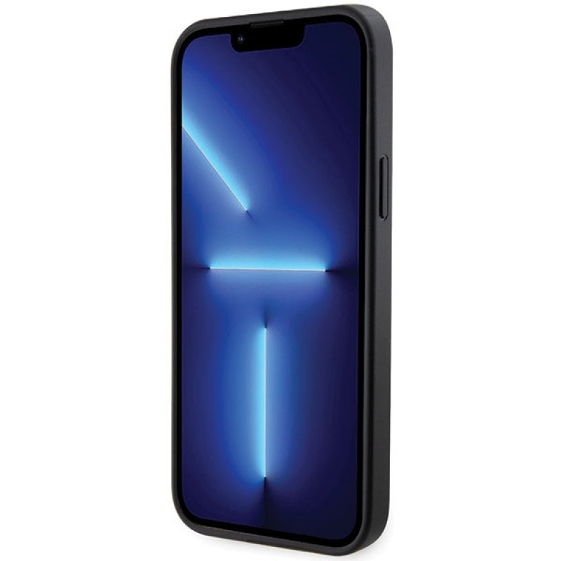 BMW Grip Stand Hot Stamp dėklas, skirtas Apple iPhone 14 / 15 / 13, juodas