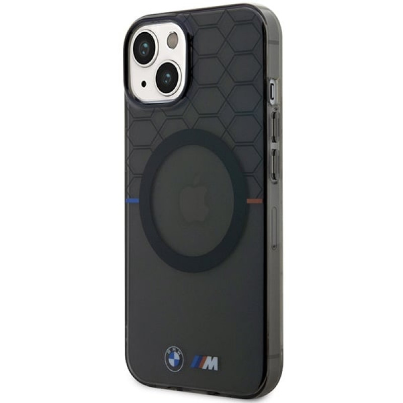 BMW BMHMP14SHGPK Pattern MagSafe kietasis dėklas Apple iPhone 14, pilkas