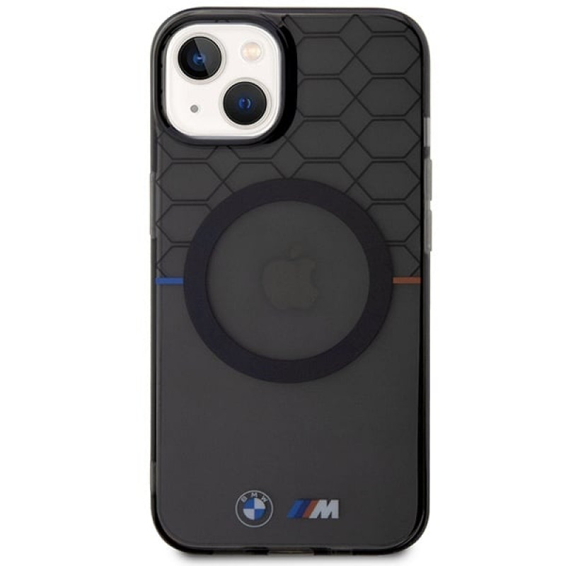 BMW BMHMP14SHGPK Pattern MagSafe kietasis dėklas Apple iPhone 14, pilkas