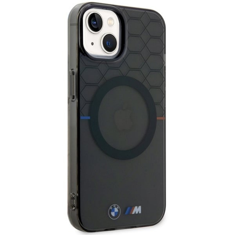 BMW BMHMP14SHGPK Pattern MagSafe kietasis dėklas Apple iPhone 14, pilkas
