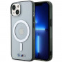 BMW BMHMP14MHCRS Silver Ring MagSafe kietasis dėklas, skirtas Apple iPhone 14 Plus / 15 Plus, permatomas