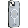 BMW BMHMP14MHCRS Silver Ring MagSafe kietasis dėklas, skirtas Apple iPhone 14 Plus / 15 Plus, permatomas