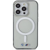 BMW BMHMP14LHCRS Silver Ring MagSafe kietasis dėklas Apple iPhone 14 Pro, permatomas