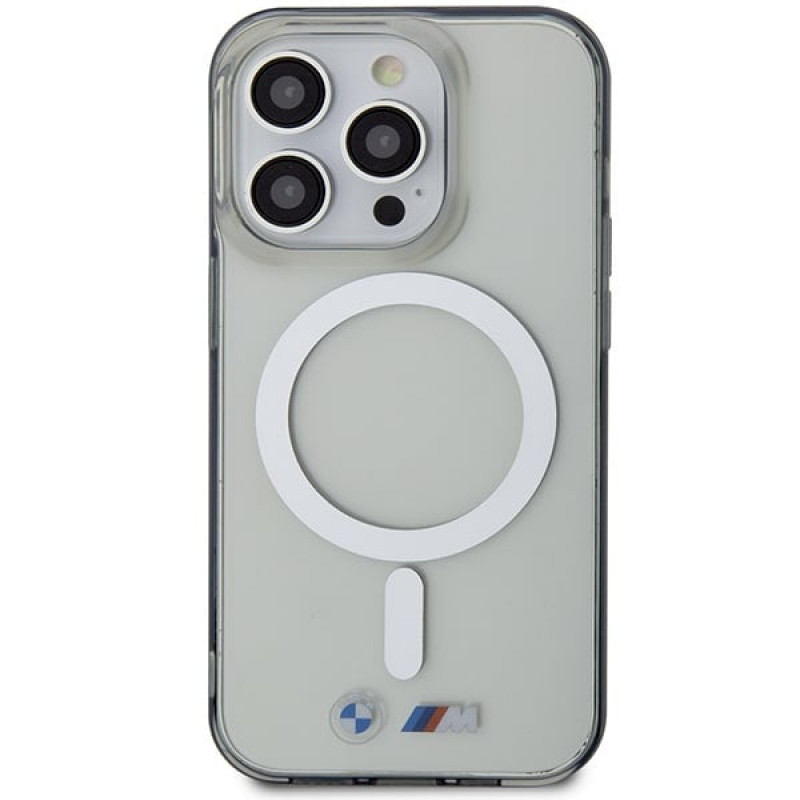 BMW BMHMP14LHCRS Silver Ring MagSafe kietasis dėklas Apple iPhone 14 Pro, permatomas