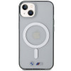 BMW BMHMP14SHCRS Silver Ring MagSafe kietasis dėklas, skirtas Apple iPhone 14, permatomas