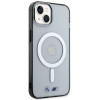 BMW BMHMP14SHCRS Silver Ring MagSafe kietasis dėklas, skirtas Apple iPhone 14, permatomas