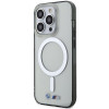 BMW BMHMP14XHCRS Silver Ring MagSafe kietasis dėklas, skirtas Apple iPhone 14 Pro Max, permatomas