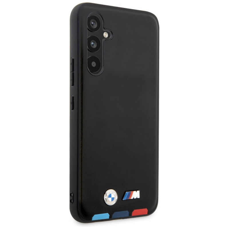 BMW BMHCSA5422PTDK Leather Stamp Tricolor kietasis dėklas, skirtas Samsung Galaxy A54 (A546), juodas
