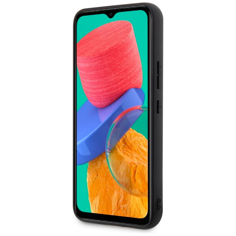 BMW BMHCSA5422PTDK Leather Stamp Tricolor kietasis dėklas, skirtas Samsung Galaxy A54 (A546), juodas