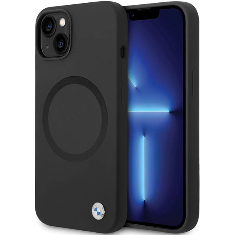 BMW BMHMP14SSILBK2 Signature Liquid Silicone MagSafe dėklas, skirtas Apple iPhone 14, juodas