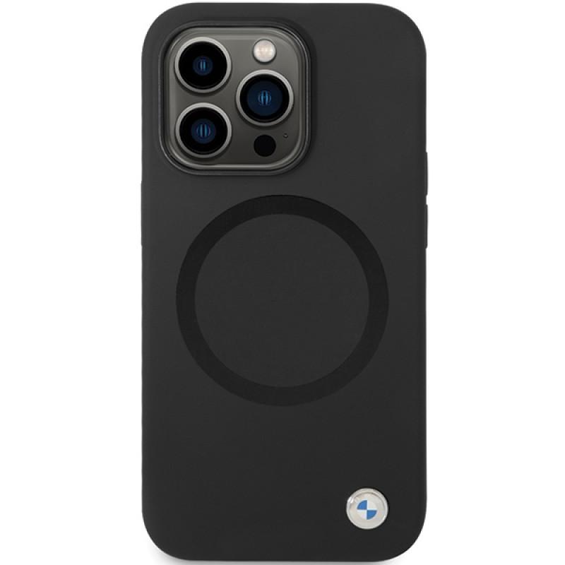 BMW BMHMP14XSILBK2 Signature Liquid Silicone MagSafe dėklas, skirtas Apple iPhone 14 Pro Max, juodas
