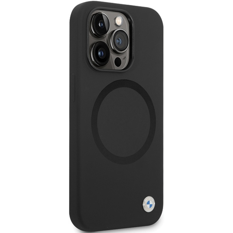 BMW BMHMP14XSILBK2 Signature Liquid Silicone MagSafe dėklas, skirtas Apple iPhone 14 Pro Max, juodas