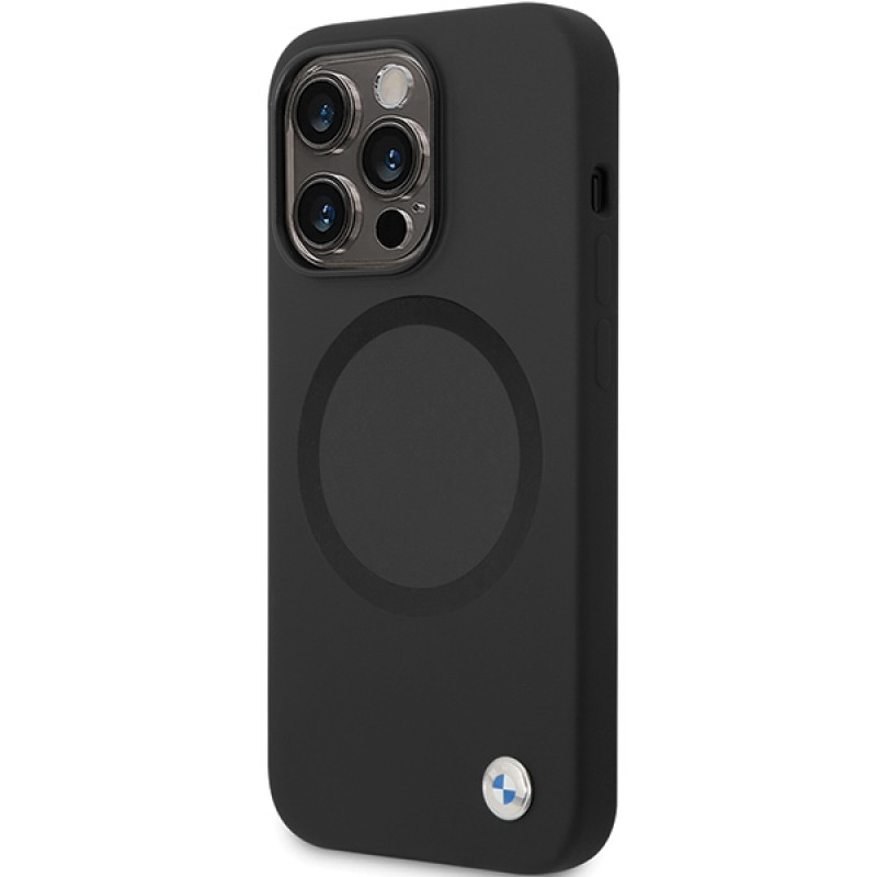 BMW BMHMP14LSILBK2 Signature Liquid Silicone MagSafe dėklas, skirtas Apple iPhone 14 Pro, juodas