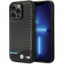 BMW BMHCP13X22NBCK Leather Carbon kietasis dėklas, skirtas Apple iPhone 13 Pro Max, juodas