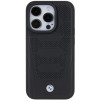 BMW BMHCP15X22RPSK Leather Seats Pattern kietasis dėklas, skirtas Apple iPhone 15 Pro Max, juodas