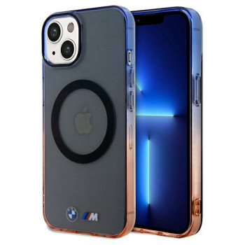 BMW BMHMP15MHTGE Gradient Bumper MagSafe kietasis dėklas, skirtas Apple iPhone 15 Plus / 14 Plus, pilkas