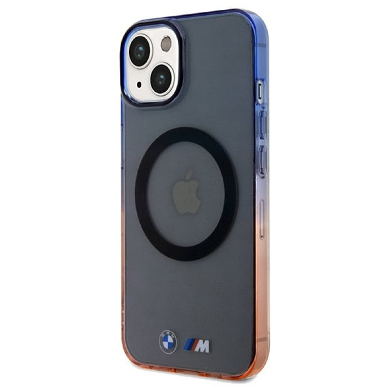 BMW BMHMP15MHTGE Gradient Bumper MagSafe kietasis dėklas, skirtas Apple iPhone 15 Plus / 14 Plus, pilkas
