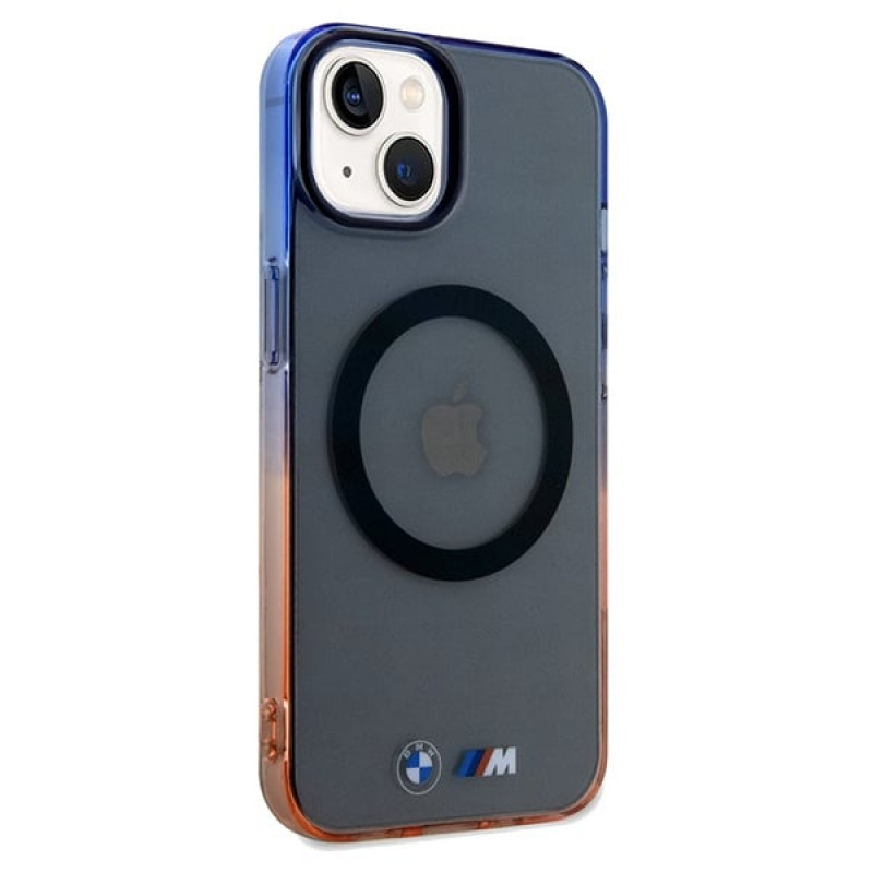 BMW BMHMP15MHTGE Gradient Bumper MagSafe kietasis dėklas, skirtas Apple iPhone 15 Plus / 14 Plus, pilkas