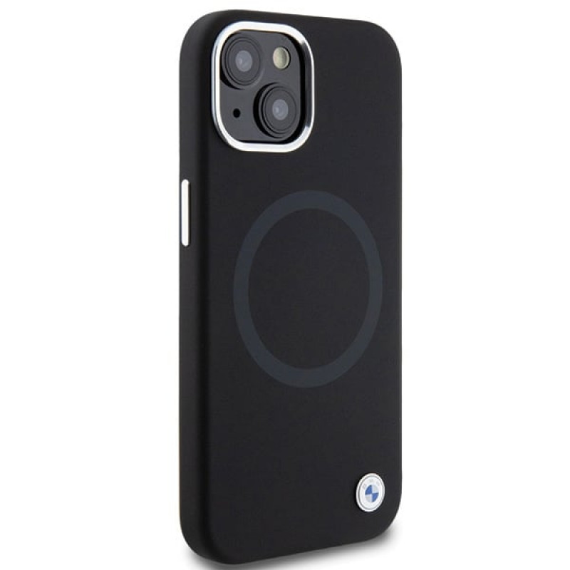BMW BMHMP15MSILBK2 Signature Liquid Silicone MagSafe dėklas, skirtas Apple iPhone 15 Plus / 14 Plus, juodas